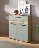 Badezimmer Kommode Bailey in Salbei und Artisan Eiche Badschrank 70 x 79 cm
