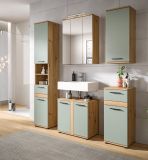 Badezimmer Kommode Bailey in Salbei und Artisan Eiche Badschrank 70 x 79 cm