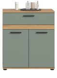 Badezimmer Kommode Bailey in Salbei und Artisan Eiche Badschrank 70 x 79 cm