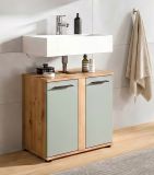 Waschbeckenunterschrank Bailey in Salbei und Artisan Eiche Badezimmer Unterschrank 60 cm