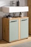 Waschbeckenunterschrank Bailey in Salbei und Artisan Eiche Badezimmer Unterschrank 60 cm