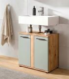 Waschbeckenunterschrank Bailey in Salbei und Artisan Eiche Badezimmer Unterschrank 60 cm