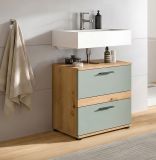 Waschbeckenunterschrank Bailey in Salbei und Artisan Eiche Badezimmer Unterschrank 60 cm