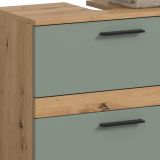 Waschbeckenunterschrank Bailey in Salbei und Artisan Eiche Badezimmer Unterschrank 60 cm