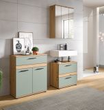 Waschbeckenunterschrank Bailey in Salbei und Artisan Eiche Badezimmer Unterschrank 60 cm