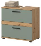 Waschbeckenunterschrank Bailey in Salbei und Artisan Eiche Badezimmer Unterschrank 60 cm