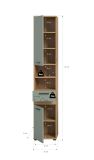 Badezimmer Hochschrank Bailey in Salbei und Artisan Eiche Badschrank 35 x 191 cm