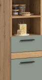 Badezimmer Hochschrank Bailey in Salbei und Artisan Eiche Badschrank 35 x 191 cm