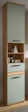 Badezimmer Hochschrank Bailey in Salbei und Artisan Eiche Badschrank 35 x 191 cm