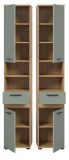 Badezimmer Hochschrank Bailey in Salbei und Artisan Eiche Badschrank 35 x 191 cm