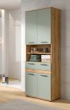 Badezimmer Hochschrank Bailey in Salbei und Artisan Eiche Badschrank 70 x 191 cm