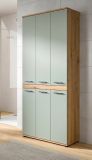 Badezimmer Hochschrank Bailey in Salbei und Artisan Eiche Badschrank 90 x 191 cm