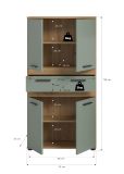 Badezimmer Midischrank Bailey in Salbei und Artisan Eiche Badschrank 70 x 135 cm