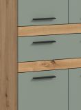 Badezimmer Midischrank Bailey in Salbei und Artisan Eiche Badschrank 70 x 135 cm