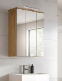 Badezimmer Spiegelschrank Bailey in Artisan Eiche Badschrank 3-t�rig inkl. LED 60 cm