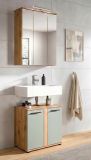 Badm�bel Set 2-teilig Bailey in Salbei und Artisan Eiche Badkombination 60 x 191 cm