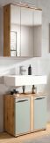 Badm�bel Set 3-teilig Bailey in Salbei und Artisan Eiche Badkombination inkl. LED 60 x 191 cm