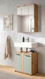 Badm�bel Set 3-teilig Bailey in Salbei und Artisan Eiche Badkombination inkl. LED 60 x 191 cm