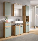 Badm�bel Set 3-teilig Bailey in Salbei und Artisan Eiche Badkombination inkl. LED 60 x 191 cm