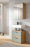Badm�bel Set 2-teilig Bailey in Salbei und Artisan Eiche Badkombination 60 x 191 cm