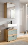 Badm�bel Set 3-teilig Bailey in Salbei und Artisan Eiche Badkombination inkl. LED 60 x 191 cm