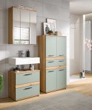 Badm�bel Set 3-teilig Bailey in Salbei und Artisan Eiche Badkombination inkl. LED 60 x 191 cm