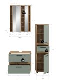 Badm�bel Set 3-teilig Bailey in Salbei und Artisan Eiche Badkombination 112 x 191 cm