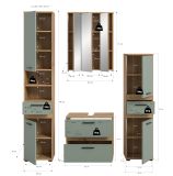 Badm�bel Set 4-teilig Bailey in Salbei und Artisan Eiche Badkombination 164 x 191 cm