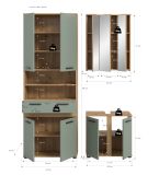 Badm�bel Set 3-teilig Bailey in Salbei und Artisan Eiche Badkombination 147 x 191 cm