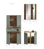 Badm�bel Set 3-teilig Bailey in Salbei und Artisan Eiche Badkombination 147 x 191 cm