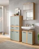 Badm�bel Set 3-teilig Bailey in Salbei und Artisan Eiche Badkombination 147 x 191 cm