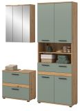 Badm�bel Set 3-teilig Bailey in Salbei und Artisan Eiche Badkombination 147 x 191 cm