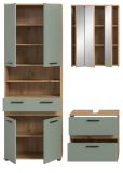 Badm�bel Set 3-teilig Bailey in Salbei und Artisan Eiche Badkombination 147 x 191 cm