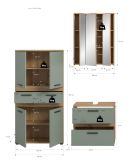 Badm�bel Set 3-teilig Bailey in Salbei und Artisan Eiche Badkombination 147 x 191 cm