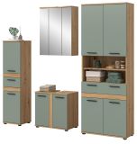 Badm�bel Set 4-teilig Bailey in Salbei und Artisan Eiche Badkombination 199 x 191 cm