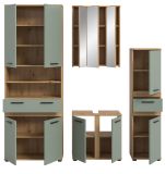 Badm�bel Set 4-teilig Bailey in Salbei und Artisan Eiche Badkombination 199 x 191 cm