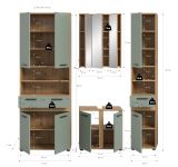 Badm�bel Set 4-teilig Bailey in Salbei und Artisan Eiche Badkombination 199 x 191 cm