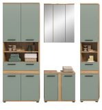 Badm�bel Set 4-teilig Bailey in Salbei und Artisan Eiche Badkombination 199 x 191 cm