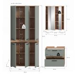 Badm�bel Set 3-teilig Bailey in Salbei und Artisan Eiche Badkombination 167 x 191 cm