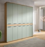 Badezimmer Hochschrank Set Bailey in Salbei und Artisan Eiche 2x Mehrzweckschrank 180 x 191 cm
