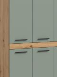 Badezimmer Hochschrank Set Bailey in Salbei und Artisan Eiche 2x Mehrzweckschrank 180 x 191 cm