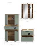 Badm�bel Set 4-teilig Bailey in Salbei und Artisan Eiche Badkombination inkl. LED 147 x 191 cm