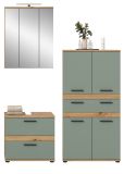 Badm�bel Set 4-teilig Bailey in Salbei und Artisan Eiche Badkombination inkl. LED 147 x 191 cm