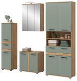 Badm�bel Set 5-teilig Bailey in Salbei und Artisan Eiche Badkombination inkl. LED 199 x 191 cm