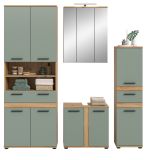 Badm�bel Set 5-teilig Bailey in Salbei und Artisan Eiche Badkombination inkl. LED 199 x 191 cm