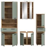 Badm�bel Set 5-teilig Bailey in Salbei und Artisan Eiche Badkombination inkl. LED 199 x 191 cm