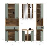 Badm�bel Set 5-teilig Bailey in Salbei und Artisan Eiche Badkombination inkl. LED 199 x 191 cm