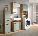 Badezimmer Hochschrank Set Bailey in Salbei und Artisan Eiche Badschrank 153 x 191 cm