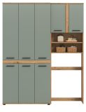 Badezimmer Hochschrank Set Bailey in Salbei und Artisan Eiche Badschrank 153 x 191 cm