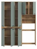 Badezimmer Hochschrank Set Bailey in Salbei und Artisan Eiche Badschrank 153 x 191 cm